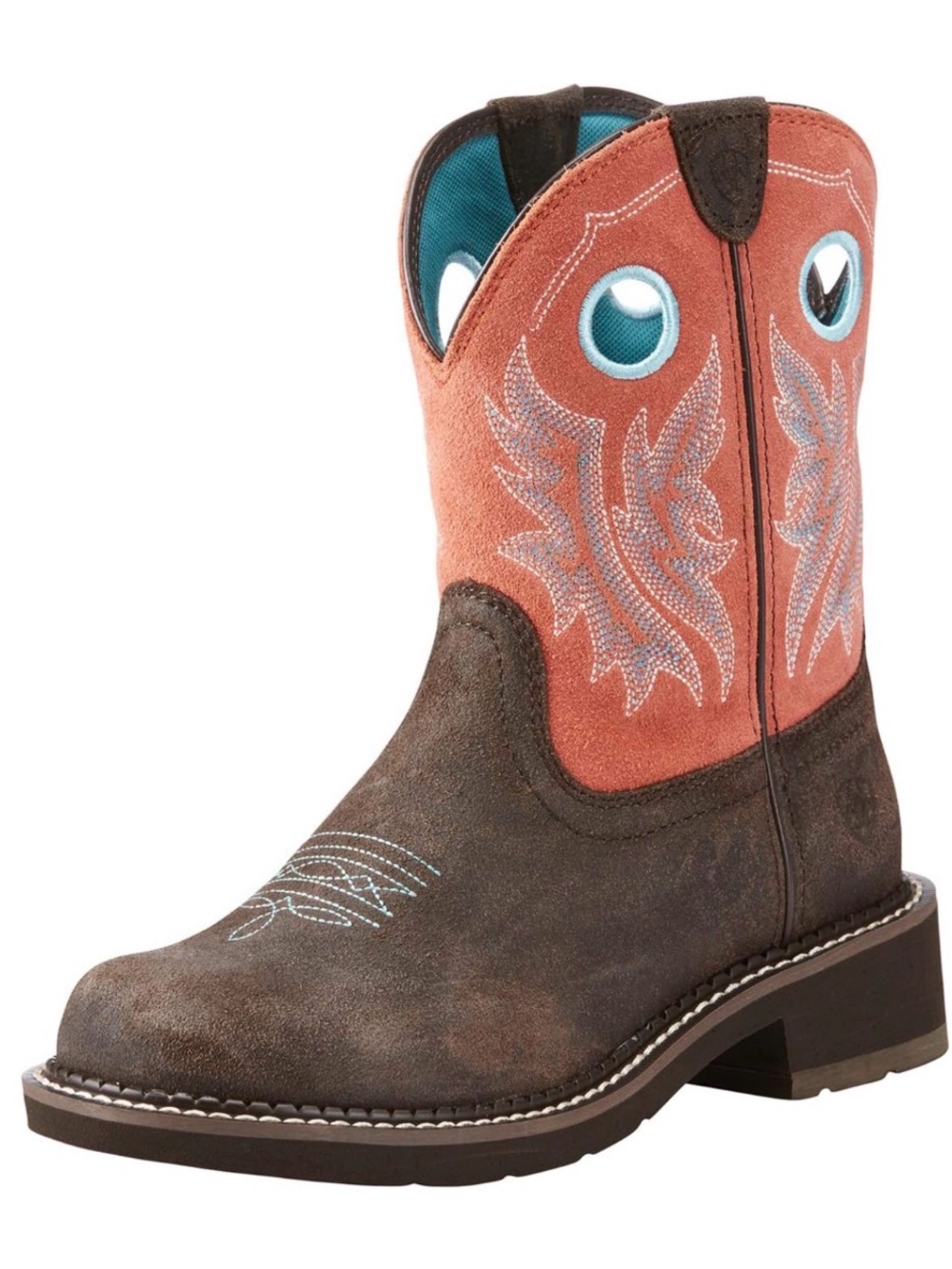 Ariat Fatbaby 8” Heritage Cowgirl Boots In Chocolate/Coral - Womens Size 7
